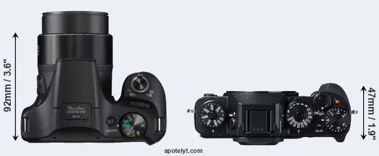 Compare SX540 versus X-T1 top