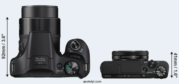 Compare SX540 versus RX100 V top