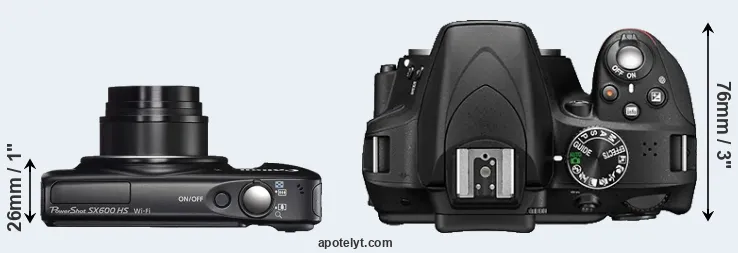 Compare SX600 versus D3300 top