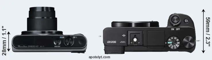 Compare SX620 versus A6100 top