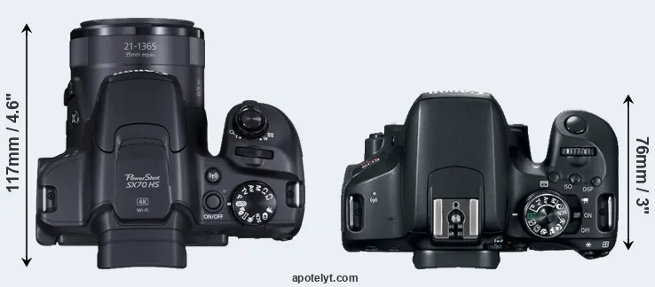 Compare SX70 versus T7i top