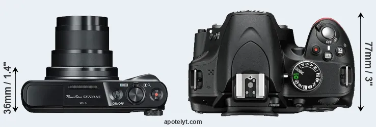 Compare SX720 versus D3200 top