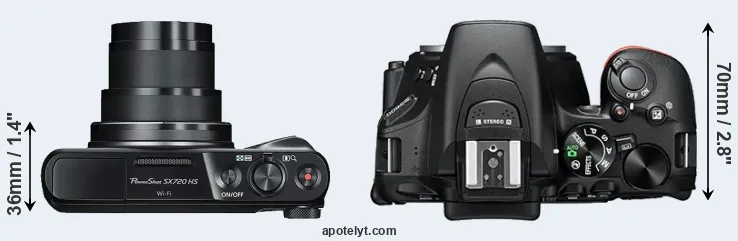 Compare SX720 versus D5600 top