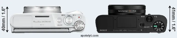 Compare SX730 versus RX100 IV top