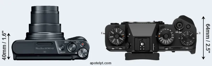 Compare SX740 versus X-T5 top