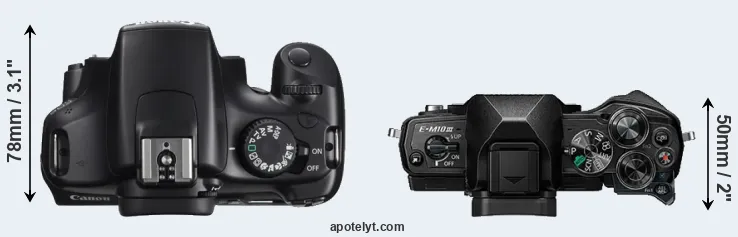 Compare T3 versus E-M10 III top