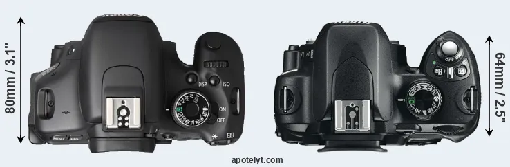 Compare T3i versus D60 top