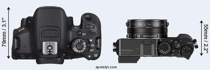 Compare T4i versus LX100 top
