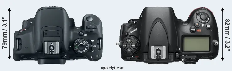Compare T5i versus D800E top