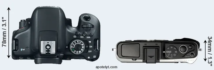 Compare T6i versus E-P3 top