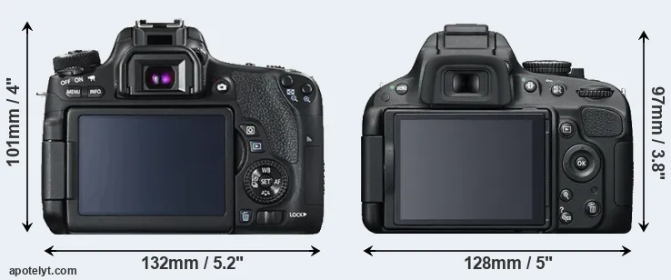 Comparison T6s or D5100 rear
