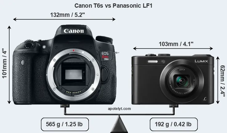 Size Canon T6s vs Panasonic LF1