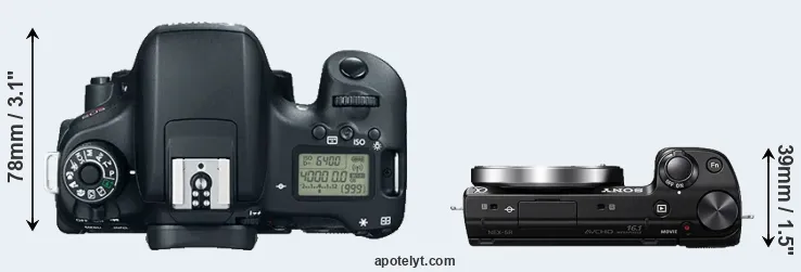 Compare T6s versus NEX-5R top