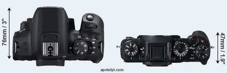 Compare T8i versus X-T1 top