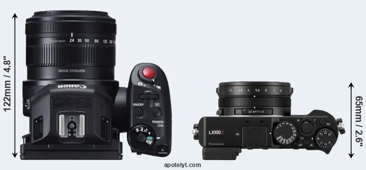 Compare XC10 versus LX100 II top