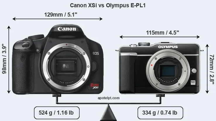 Size Canon XSi vs Olympus E-PL1