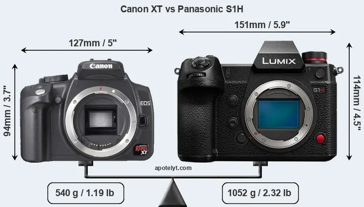 Size Canon XT vs Panasonic S1H