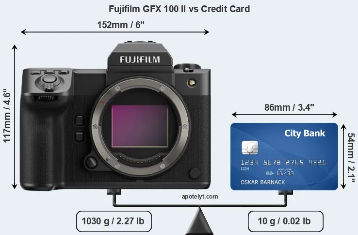 Fujifilm GFX 100 II vs credit card front