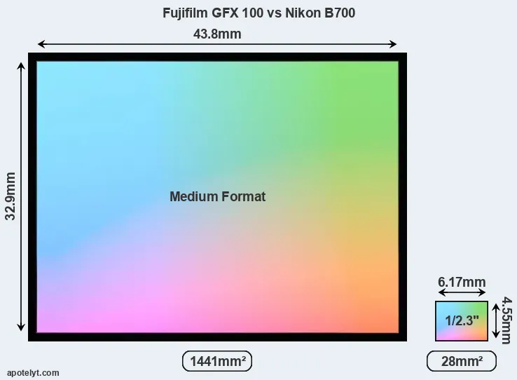 Fujifilm GFX 100 and Nikon B700 sensor measures