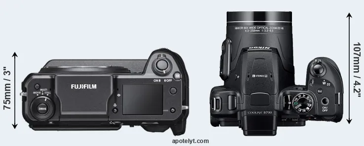 Compare GFX 100 versus B700 top