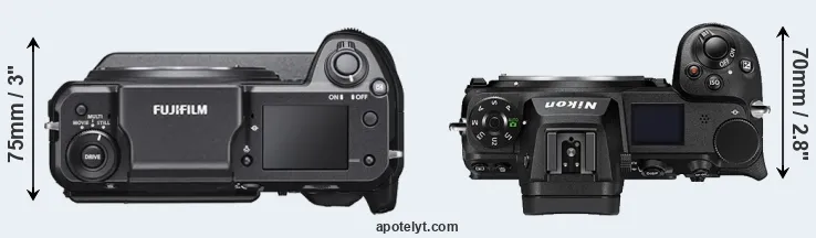 Compare GFX 100 versus Z7 II top