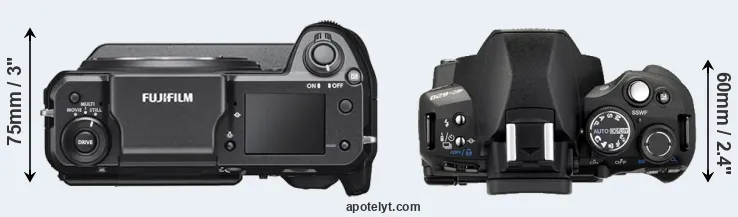 Compare GFX 100 versus E-620 top