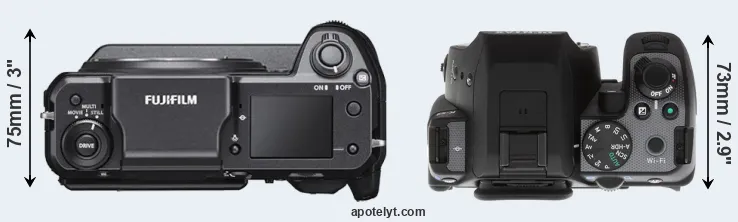 Compare GFX 100 versus K-S2 top