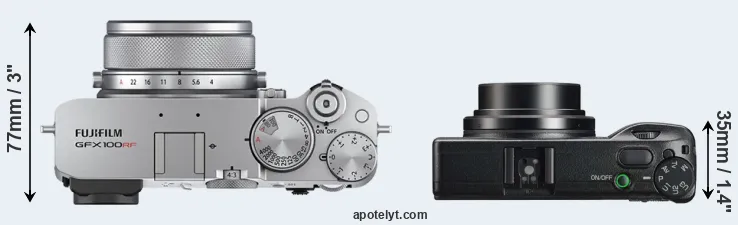 Compare GFX 100RF versus GR IIIx top
