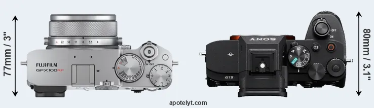 Compare GFX 100RF versus A7 IV top
