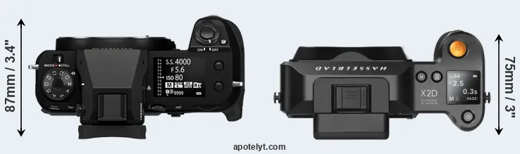 Compare GFX 100S II versus X2D 100C top