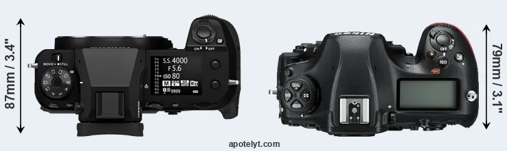 Compare GFX 100S II versus D850 top