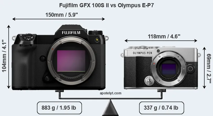 Size Fujifilm GFX 100S II vs Olympus E-P7