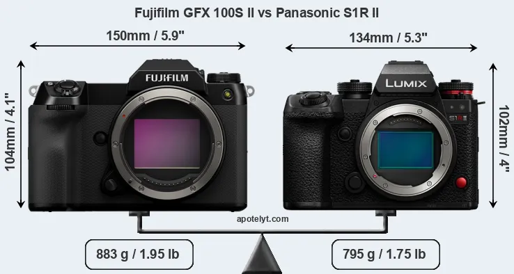 Size Fujifilm GFX 100S II vs Panasonic S1R II