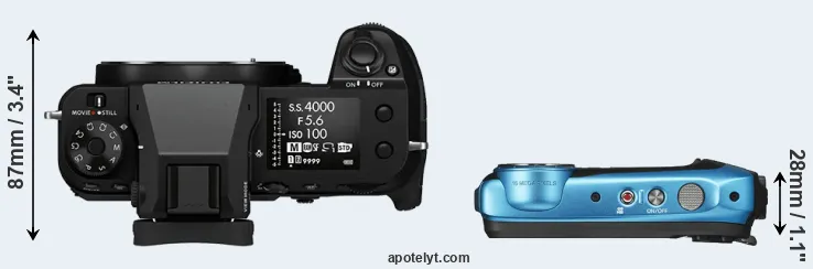 Compare GFX 100S versus XP140 top