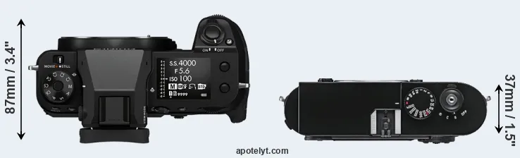 Compare GFX 100S versus M9 top