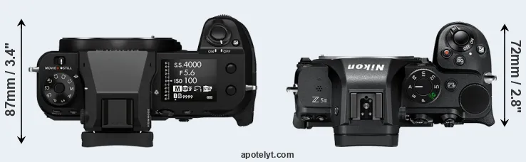Compare GFX 100S versus Z5 II top