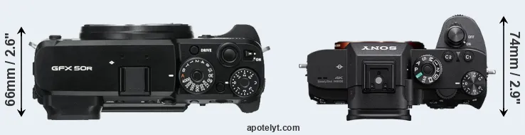 Compare GFX 50R versus A7R IIIA top