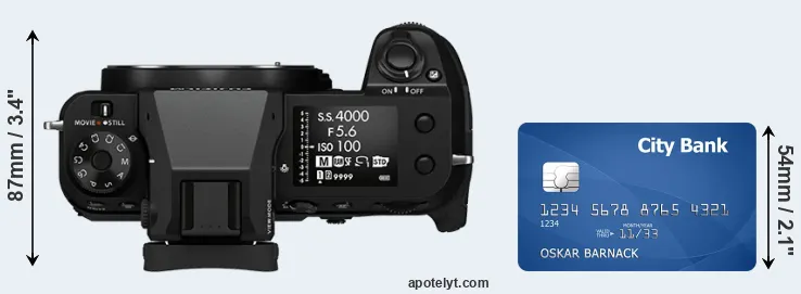 GFX 50S II versus credit card top view