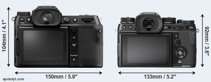 Comparison GFX 50S II or X-T2 rear