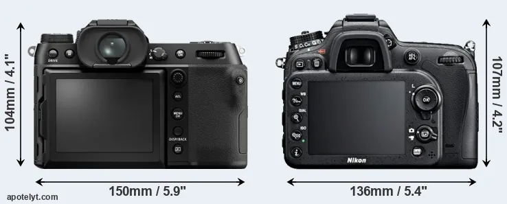 Comparison GFX 50S II or D7100 rear