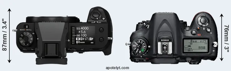 Compare GFX 50S II versus D7100 top