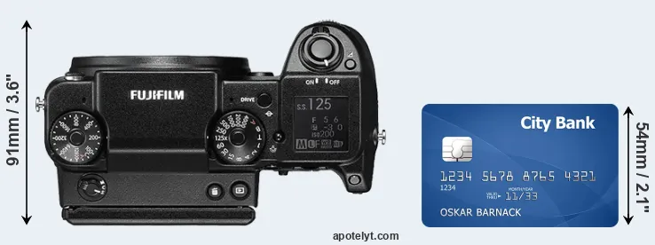 GFX 50S versus credit card top view