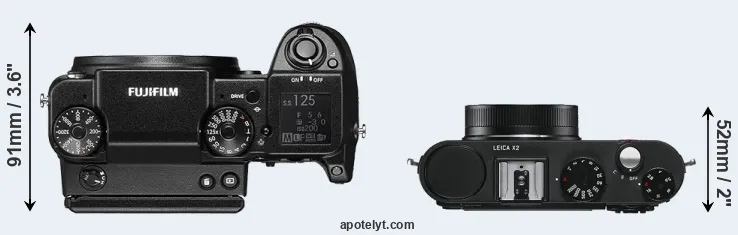Compare GFX 50S versus X2 top
