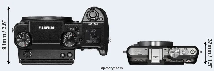 Compare GFX 50S versus E-PL3 top
