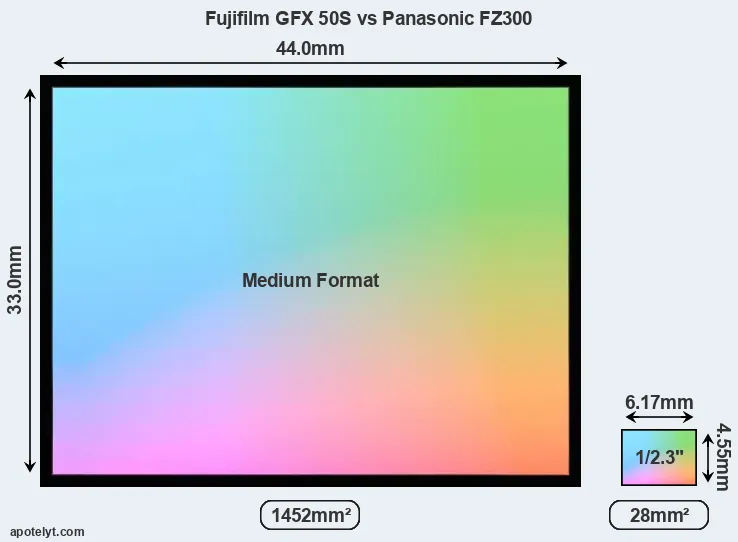 Fujifilm GFX 50S and Panasonic FZ300 sensor measures