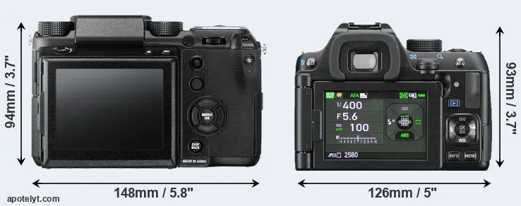 Comparison GFX 50S or K-70 rear