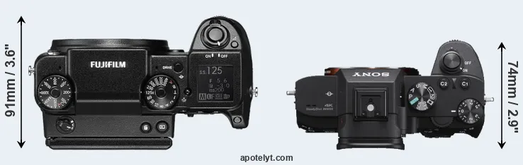 Compare GFX 50S versus A7 III top