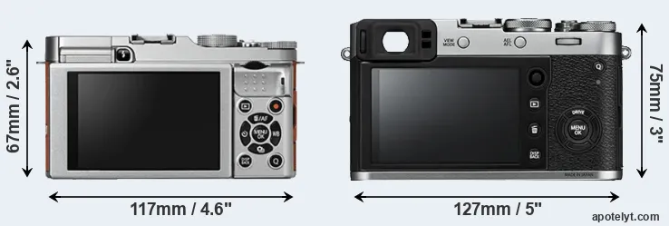 Comparison X-A2 or X100F rear