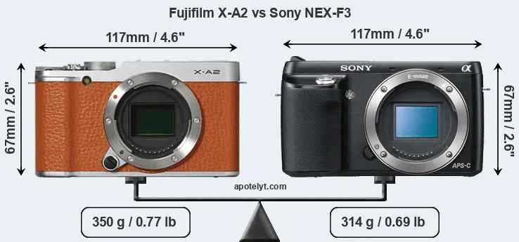 Size Fujifilm X-A2 vs Sony NEX-F3