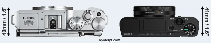 Compare X-A2 versus RX100 IV top
